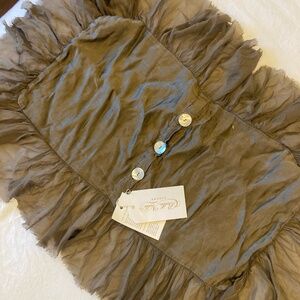 Bella Notte Valentina throw pillow silk gauze ruffle sable brown